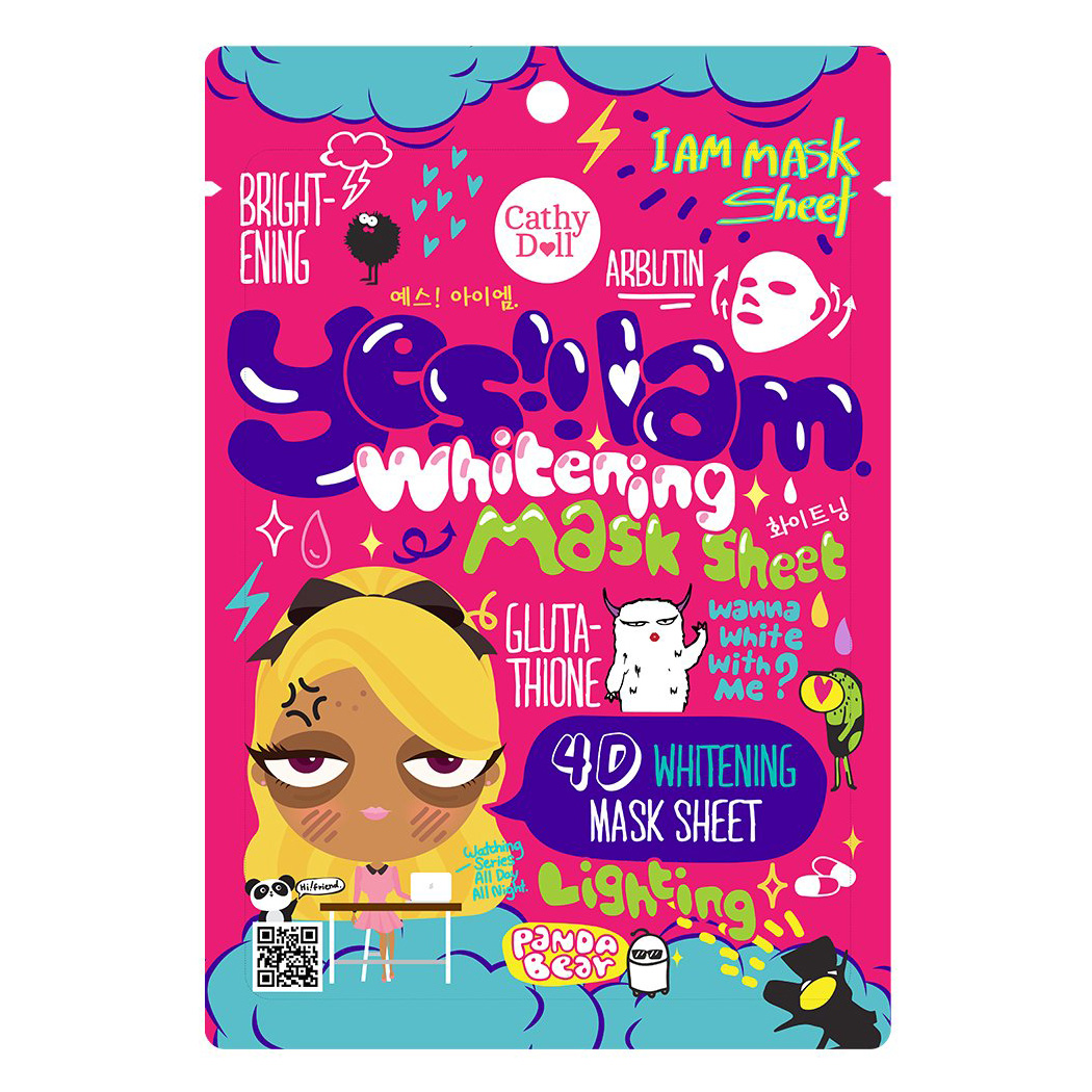 Тайская тканевая маска для лица с эффектом отбеливания кожи Cathy Doll 4D Yes I Am Whitening Mask Sheet 35 гр. 4D-Whitening-Mask-Sheet-35g-_F_-Yes-I-Am