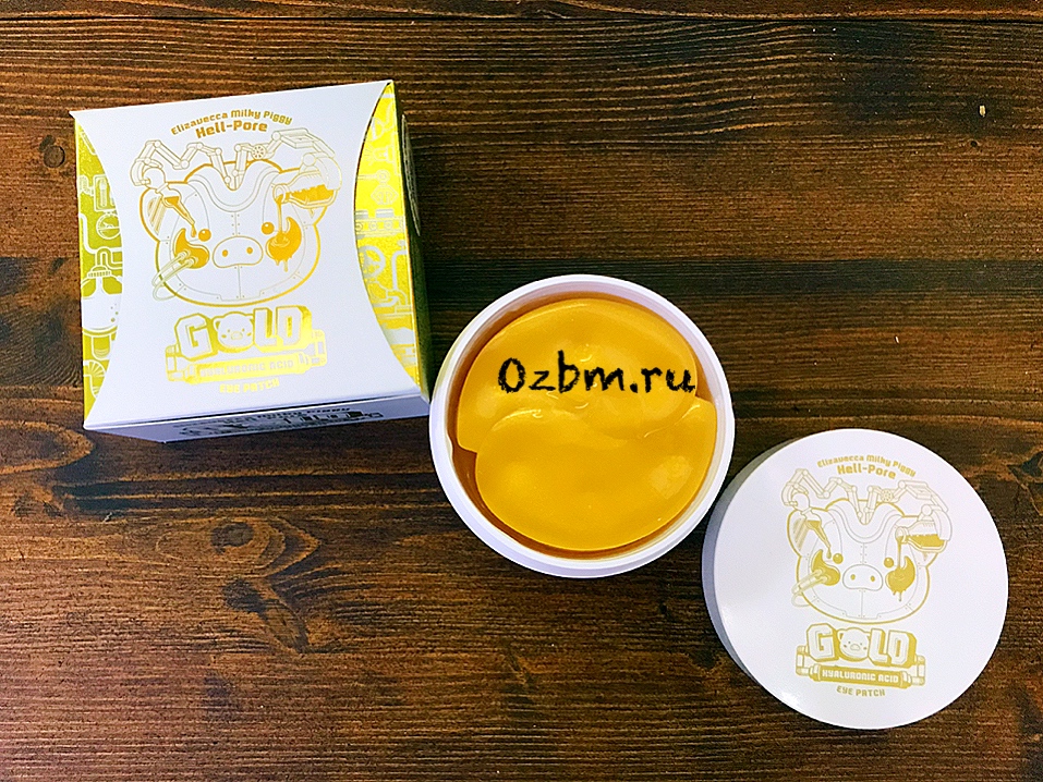 Увлажняющие гидрогелевые патчи из Кореи ELIZAVECCA GOLD HYALURONIC ACID EYE PATCH с гиалуроновой кислотой и золотом 30 пар. корейская косметика